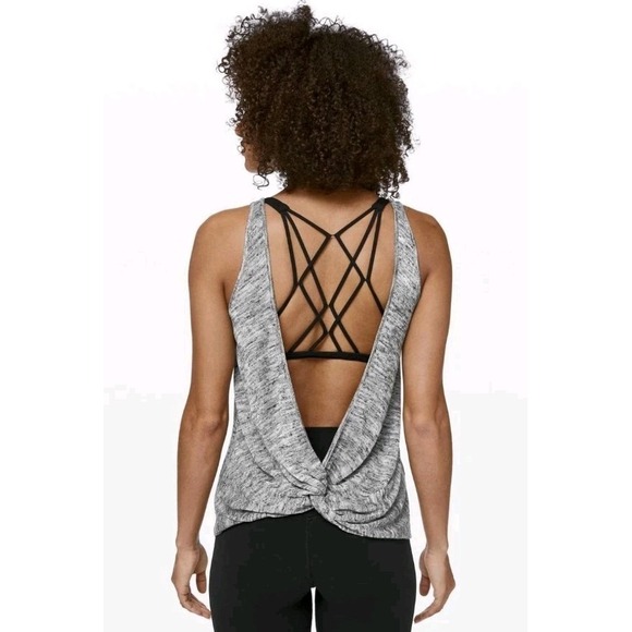 lululemon athletica Tops - 2pc Lululemon Mix & Mingle Tank Heathered Gray Black Woman 4 Yoga Linen Blend